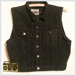 💟 VTG County Seat Black Denim Vest